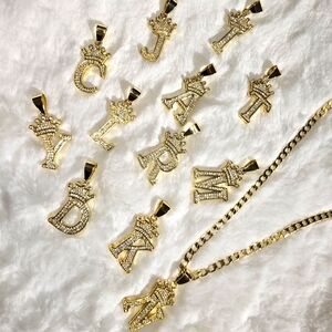 Necklace with letters. LAMINATED GOLD